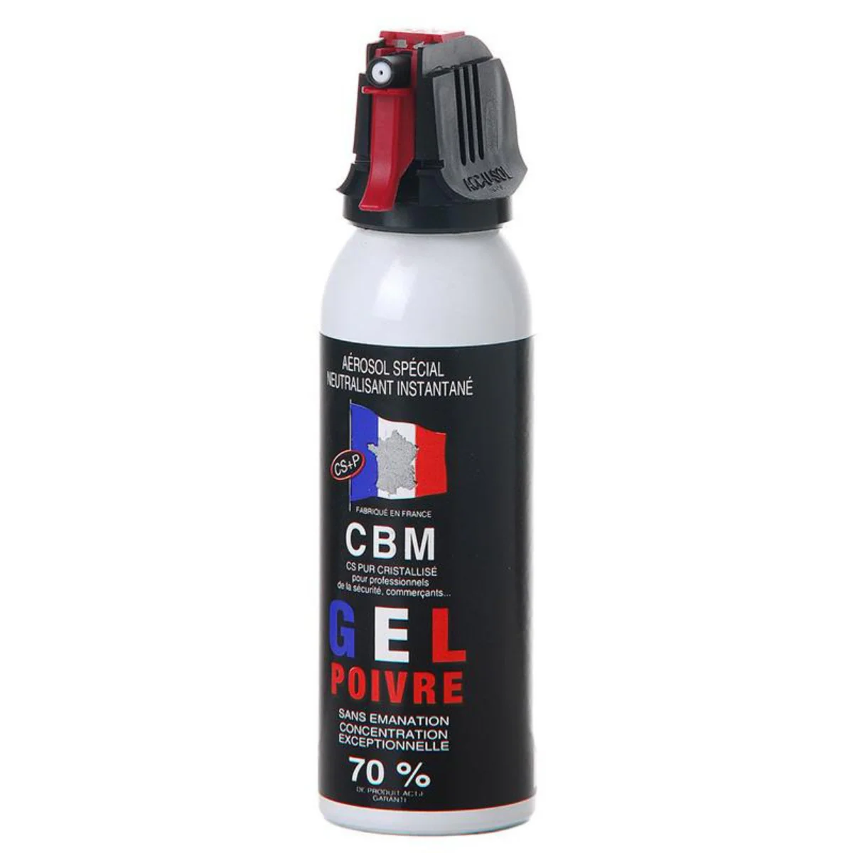 Aérosol de défense CBM gaz lacrymogène au poivre OC + Capot Accusol 50 ml – Image 2